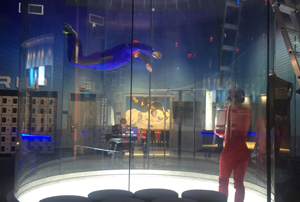 Indoor skydiving tank all glass.